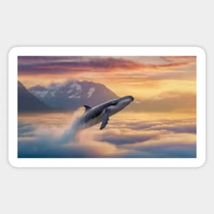 whale diving above the clouds Sticker